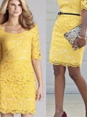 ANTONIO MELANI Lace Keyhole Dress with Layered Skirt Size 6